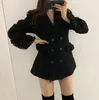 Women's Suits Small Vintage Tweed Double-breasted Furred Suit Jacket Autumn And Winter Temperament Simple Dress
