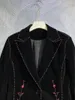 Abiti da donna Blazer di alta qualità Cappotti 2023 Autunno Inverno Blazer Donna Bordare Deco Manica lunga Velluto nero Capispalla femminile