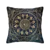Oreiller bleu or Mandala couvre canapé bouddhisme fleur couverture moderne taie d'oreiller douce