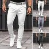 Men's Pants Solid Color Trousers Slim Fit Business Office With Slant Pockets Zipper Fine Sewing Workwear For A Polished