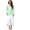Kvinnors kostymer Mint Green Womens Jacket Dubbelbröst Vit sjal Lapel Kvinnor Blazer Custom Made Ladies Casual Coat One Piece