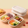 100% Compostable Take Out Food Containers Eco Friendly Biodegradable Single Double Compartment Natural Disposable Bagasse Sugar Cane Fibers To go Containers W0102