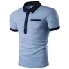 Camisetas personalizadas, Polos 082, azul oscuro, azul claro, costura, manga corta para hombre, estampado de botones, Jersey informal, Polo, camisa POLO
