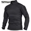 Men's Sweaters TACVASEN Mens Military Combat Shirts 14 Zip Long Sleeve Tactical Hunting Shirts Outdoor Hiking Army Shirts Casual Pullover Tops 231010