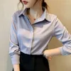 Damesblouses Dameskleding Office Lady Buttons Effen kleur Turn-down kraag Blouse met lange mouwen Herfst Business Casual vestoverhemden