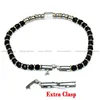 Charm Bracelets High Quality Black Faceted Agate Round Beads Stainless Steel Bracelet For Fashion Men's Jewelry 231009