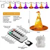 Andra evenemangsfestleveranser Halloween Decoration Led Witch Hat Lights Remote Control Halloween Witch Hat Outdoor Tree Hanging Ornament Party Decor Supplies Q231010