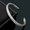 Europe America Fashion Style Lady Women Titanium steel Engraved B Letter Singlle Row Diamond Open Bangle Bracelet 2 Color258W