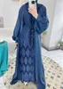 Vêtements ethniques 2 pièces correspondant ensembles musulmans Eid Abayas pour femmes Dubaï brillant ouvert Abaya kimono avec robe hijab plissée tenue islamique