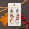 Boucles d'oreilles à clous 3 paire/ensemble, Design de noël pour femmes, mignon père noël bonhomme de neige arbre de noël, boucles d'oreilles en bois, bijoux de fête, Festival