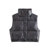 Gilet da donna Suninheart Autunno Inverno Donna Gilet in cotone Corto Casual Nero Button Up Outwear Cappotto Office Lady Warm Cropped Top 2023