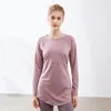 Aktive Shirts Frauen Yoga Lange Ärmel T-Shirts Lose Sport Shirt Atmungsaktive Lauf Sweatshirts Elastische Gym Fitness Tops Bluse Weiblich