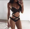 PushUp Bikinis Sexy black bandage design bikini swimsuit women Low Waist Women swimwear swimming Brazilian Biquini8940041