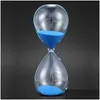 Outros relógios Acessórios Relógios Grande Moda Azul Areia Ampulheta Timer Clear Smooth Glass Medidas Home Desk Decor Xmas B Dhh7K