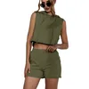 Women's Tracksuits 2023 Summer Women Set Loose Sleeveless Hoodies Vest Top Shirt And Shorts Bottom Two Piece Seta Beach Home Casual Outfit