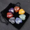 ペンダントネックレスfysl卸売7 pcs love heart many colors Quartz Stone Healing Chakra Romantic Style Jewelry