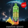 Sunfire original 9000PUFF 9000 VAPE DESPONSÁVEL PUMPO DE VAPE PUFF 9000 Cigarros eletrônicos 18 ml bobina de malha 6 rgb