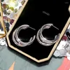 Boucles d'oreilles créoles en argent 925, aiguille Simple irrégulière multicouche, bijoux métalliques européens et américains, vente en gros