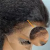 4C Kinky krawędzie koronkowe przednią perukę bob 12 cali krótka perwersyjna prosta peruka ludzka włosy wręczająca głęboka strona rozdzielona koronkowa peruka z naturalną linią włosów dla kobiet