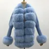 Mulheres Malhas Tees Inverno Mulheres Coréia Curto Lã Quente Malha Real Fur Trim Cardigan Sweater MJF-S-04 231005