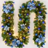 Juldekorationer Juldekoration Garlands Rattan Wreath Christmas Rattan Banner 2.7 M LED Light Flower Light Strip Ornament Flower Band 231009