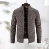 Pulls pour hommes Hommes Pull Cardigan avec poches Couleur unie Full Zip Tricoté Manches longues Tenues d'entraînement décontractées