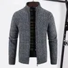 Maglioni da uomo Giacca autunno inverno da uomo in maglia ispessita all'uncinetto Colletto alla coreana Chiusura con cerniera Tasche Cardigan a maniche lunghe Maglione Cappotto caldo