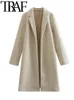 Mulheres misturas de lã traf cinza primavera mulheres sobretudos manga comprida jaqueta solta vintage longline trench coat feminino outwear quente y2k oversize 231010