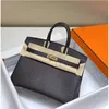 A Birknns Luxury Bag Classic 2024 New Wax Thread Togo Calf Leather Litchi Pattern Genuine Women's Lock Buckle Handbag HTSY