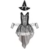 Theme Costume Carnival Halloween Lady Multicolor Tuxedo Witch Costume Cute Elegant Crape Magic Sorceress Playsuit Cosplay Fancy Party Dress x1010