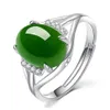 Vert Jade émeraude pierres précieuses Zircon diamants anneaux pour femmes or blanc Argent Bijoux Argent Bijoux Vintage Bague cadeaux de fête Clu280f