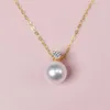 Pendant Necklaces ZHIXI Pure 18K Gold Necklace Pendant Princess Style Natural Akoya Sea Pearl 8-8.5mm Au750 Jewelry Fine Women Party Gift 231010