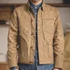 Men's Jackets Maden Canvas Oil Wax Men Jackets Khaki Retro Multi-pocket Beaded Canvas Ami Kaji Jacket Big Pocket Solid Vintage Jacket Clothing 231009