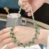 Ciondoli 2023 Squisito Smeraldo Cubic Zirconia Argento Colore Collo Girocollo Per Le Donne Naturale Verde Tesoro Collana Regalo