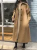 Abrigo de invierno de mezclas de lana para mujer, chaqueta de engrosamiento con Clip de algodón de Color sólido coreano, correa de cordones suelta de longitud media 231010