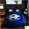 Bedding Sets 3D Football Printing Bedding Set Baseball Soccer Basketball Pattern Duvet Er Home Bedroom Decor Bed Linens Bedclothes Hom Dhdbn