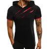 T-shirts pour hommes Mode Hommes T-shirt à capuche à rayures Modèle d'été Casual Gyms Fitness Chemise confortable Vêtements Camise342u