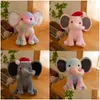 Bambini Elefante Bambola di pezza Simpatico Comfort Baby Peluche Animali Giocattolo Cuscino per il sonno Rafforzare Pp Cotone Dottore Fiocco Design Compleanno Regali di Natale Per