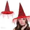Berets Witch Hats For Women Adult Vampires Halloween Costumes Accessories Mesh Veils Hat Party Supplies