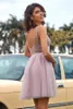 Blush Pink Sequins Homecoming Dresses Short Length Backless Pageant Prom Dress Party Dress Vestidos