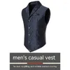 Kamizelki męskie garnitur Jacquard Lapel Autumn and Winter Vester Kołnierz jednorazowy sukienka wakacyjna Slim Fit Casual British Style