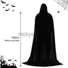 Theme Costume Halloween Cape Cloak Velvet Unisex Hooded Cape Grim Reaper Devil Witch Long Cape Halloween Party Cosplay Costume Decor x1010