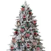 Juldekorationer 12/24st Red Green Plaid Christmas Balls With Pine Cone Xmas Tree Hanging Foam Pendant Juldekorationer Navidad År 231009
