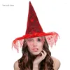 Bérets Halloween Witch Hat Unisexe Mesh Trims Wide pour adultes Kids Masquerade xxfd