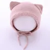 Chapeaux tricotés pour enfants, chapeau en Crochet ours mignon, garçons et filles, pompon chaud et doux, bonnet pour bébé, casquettes de Protection des oreilles