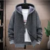 Męskie swetry zimowe polar Sweatatcoat Mężczyźni grube z kapturem kintted męski sweter sweter Sweet Solid Casual Kurting Płaszcz Męski Ubranie 231010