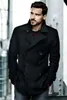 Erkek Yün Karışımları 2023 Kış Vintage Tweed Kırpılmış Ceket Ceket Adam Siyah Çift Kruvaze İnce Özel Yapım Kıyafet Bez Kostümü Homme 231009