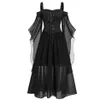 Casual Dresses Womne Dress Women Butterflies Cold Size Style Gothic Up Plus Costume Sleeve Halloween Lace Shoulder333U