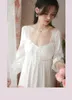 Women's Sleepwear Long Sleeve Cotton Sleep Dress Women Princess With Built-in Padding Nightgown Lace Home Clothing Autumn