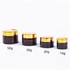 Förpackningsflaskor grossist 5g 10g 15g 20g 30g 50g Amber Brown Glass Face Cream Jar Refillable Bottle Cosmetic Makeup Storage Container DHTA7